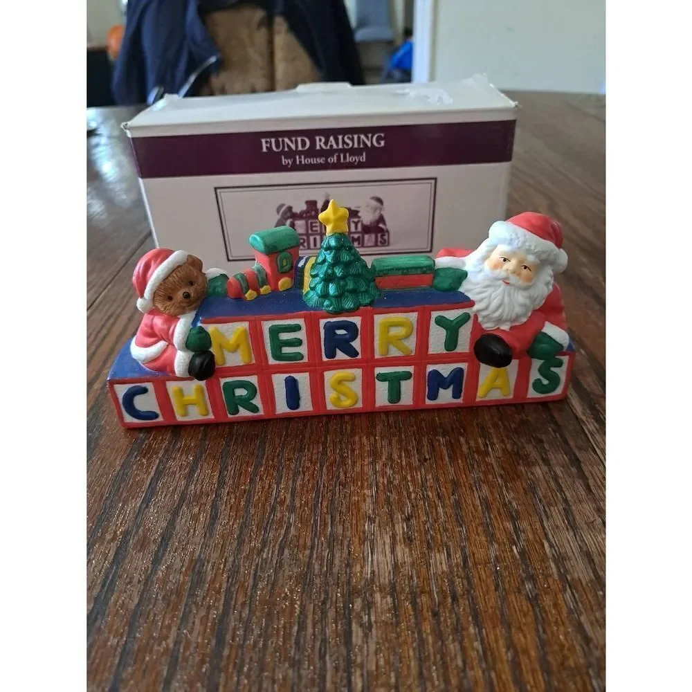 Vintage House of Lloyd Christmas Holiday Ceramic Santa Block Party Figurine